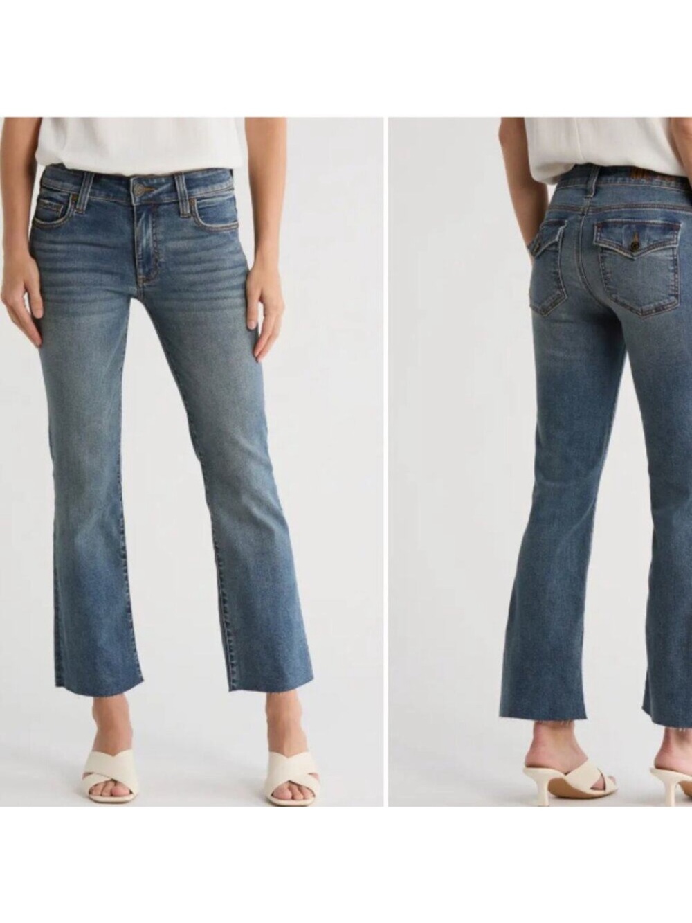 Kut from the Kloth Nikki Mid Rise Ankle Flare Cropped Jeans